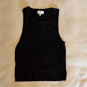 Sleeveless Black Ribbed Tank Top